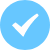 A white check mark inside a solid light blue circle, symbolizing verification or approval.