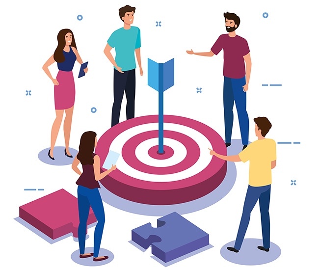 A person uses a laptop displaying a website builder interface, with a smartphone and tablet showing the same website design; green plants are visible at the top corners of the workspace.