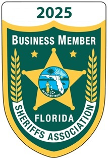 A badge-shaped logo for the Florida Sheriffs Association. It reads “2025 Business Member” at the top and features a gold star, state seal, and “Florida Sheriffs Association” text around the border. A badge-shaped logo for the Florida Sheriffs Association. It reads “2025 Business Member” at the top and features a gold star, state seal, and “Florida Sheriffs Association” text around the border.