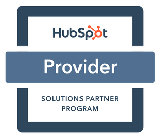A badge with the HubSpot logo that reads: "Provider, Solutions Partner Program" in bold letters, indicating membership in the HubSpot Solutions Partner Program. A badge with the HubSpot logo that reads: "Provider, Solutions Partner Program" in bold letters, indicating membership in the HubSpot Solutions Partner Program.